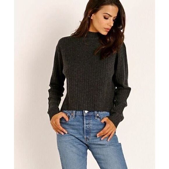 NAADAM Cashmere Ribbed Turtleneck Smoke Grey sz Small - Picture 1 of 11